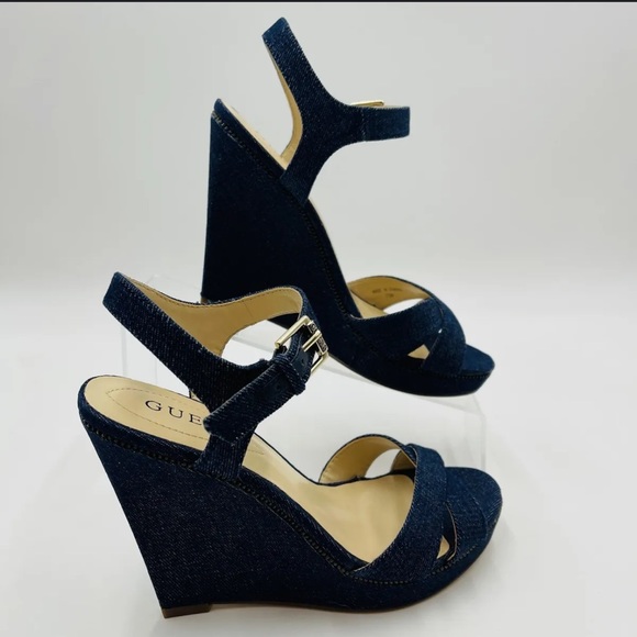 GUESS Denim Wedge Shoes - Picture 1 of 14